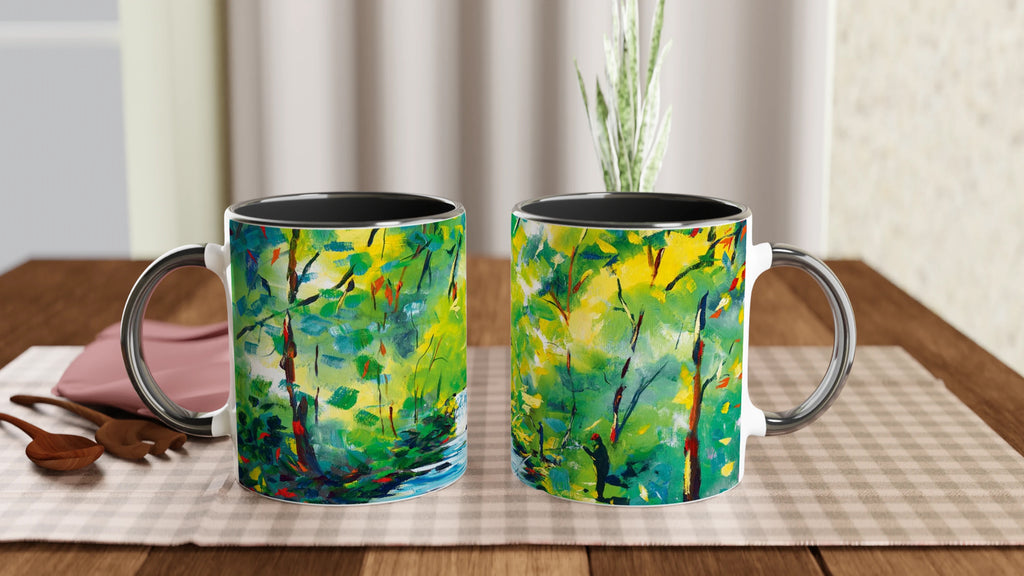 Ceramic Mug with Colour Inside – Woodland Waterfall