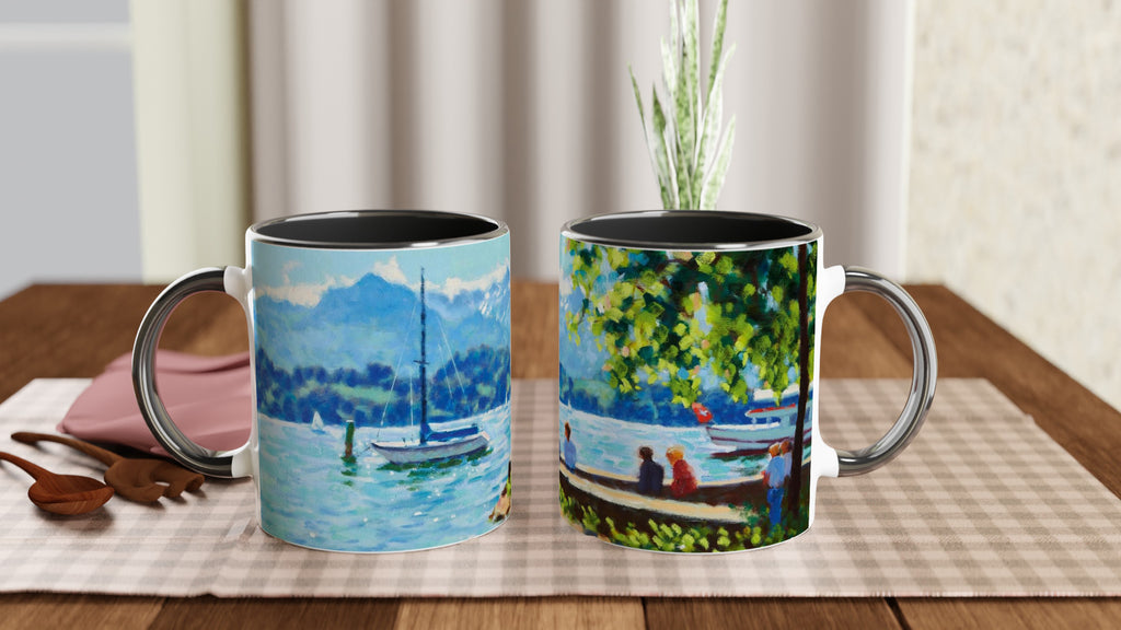 Ceramic Mug with Colour Inside – Summer, Lake Lucerne