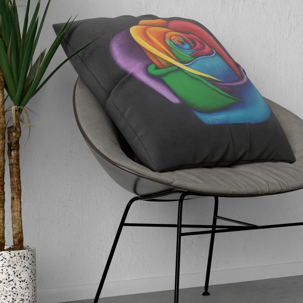 Faux Linen Cushion – Colourful Flower