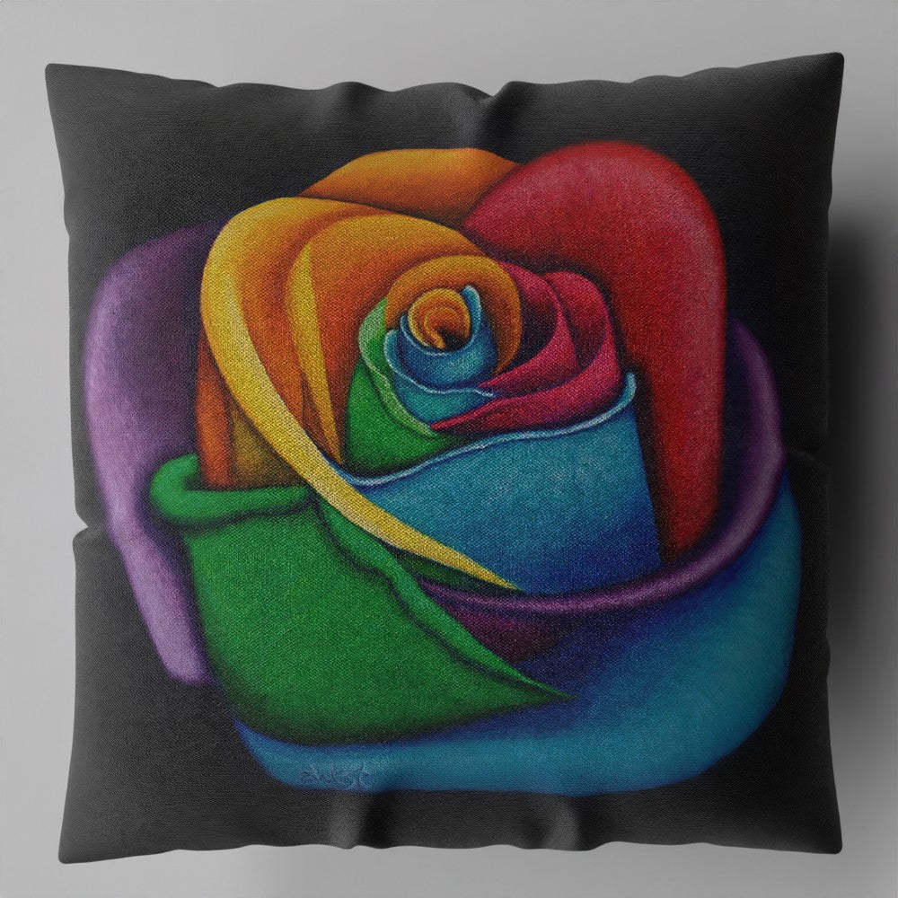 Faux Linen Cushion – Colourful Flower