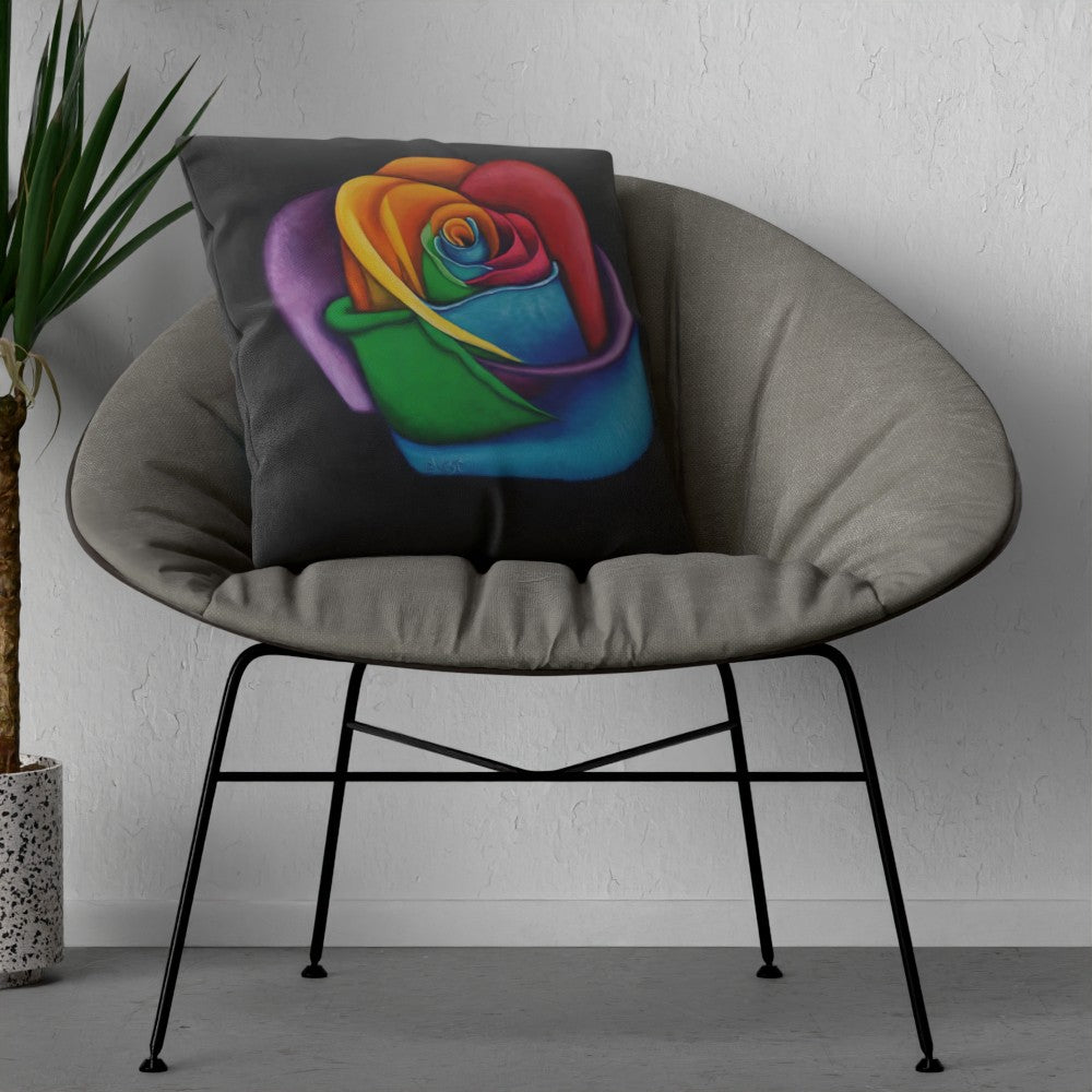 Faux Linen Cushion – Colourful Flower