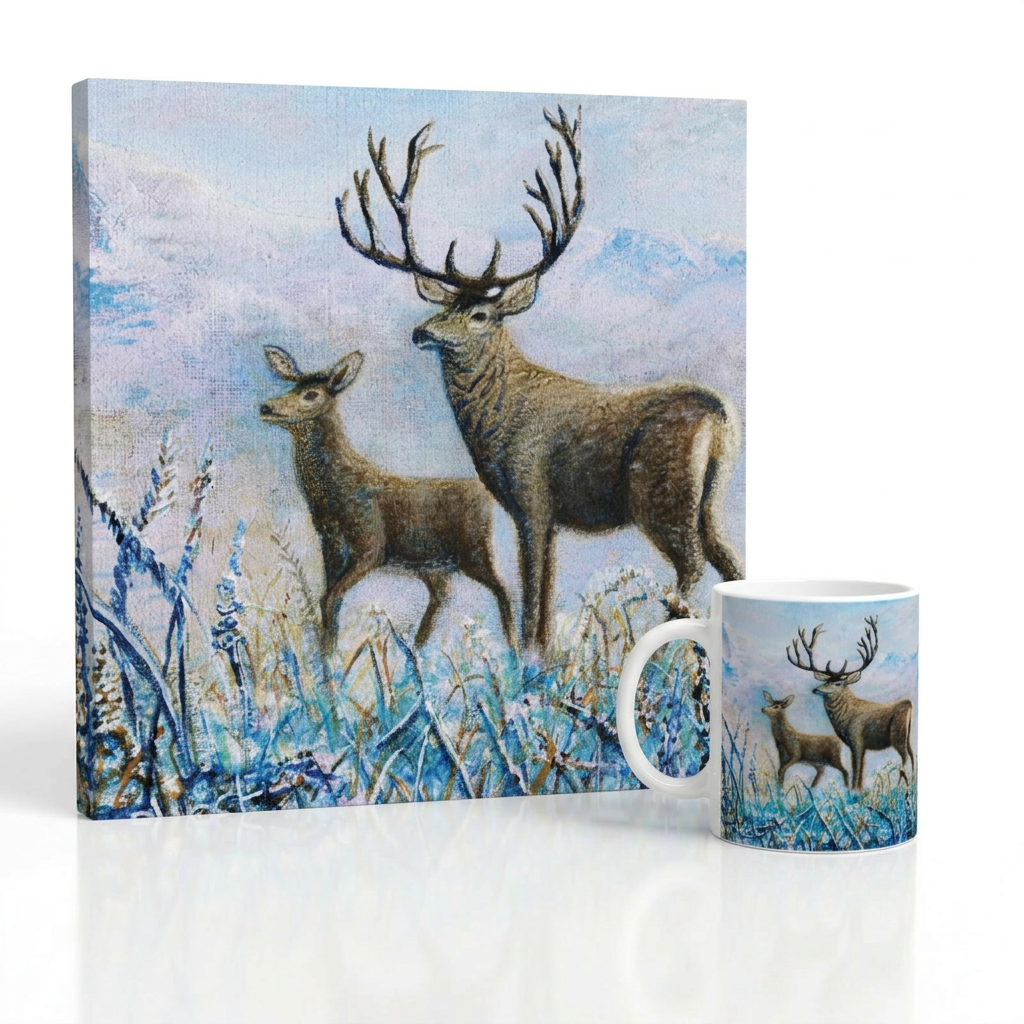 Bundle: Large Canvas and Mug – Deer