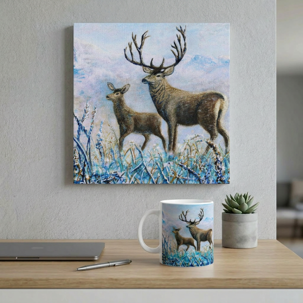 Bundle: Large Canvas and Mug – Deer