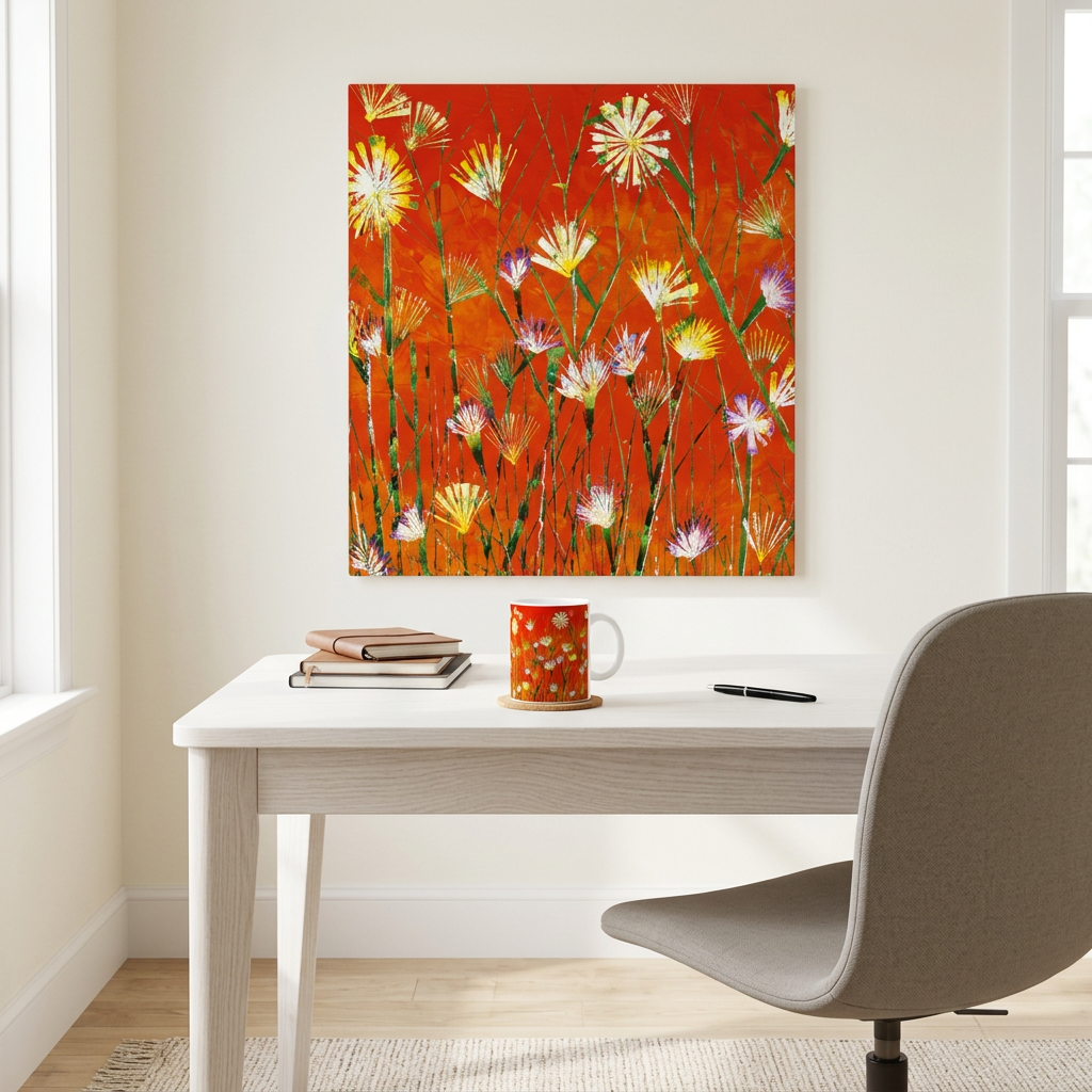 Bundle: Large Canvas and Mug – Orange Explosion