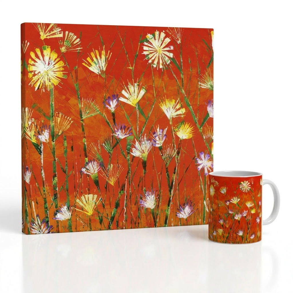 Bundle: Large Canvas and Mug – Orange Explosion