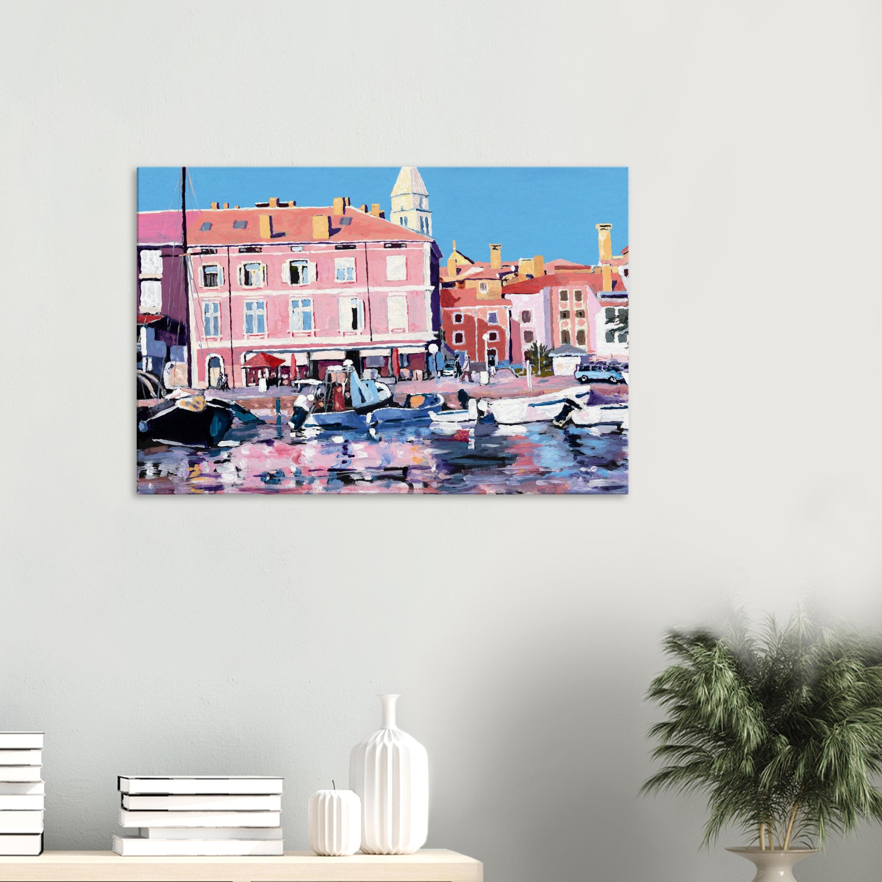Canvas – City Promenade with Boats