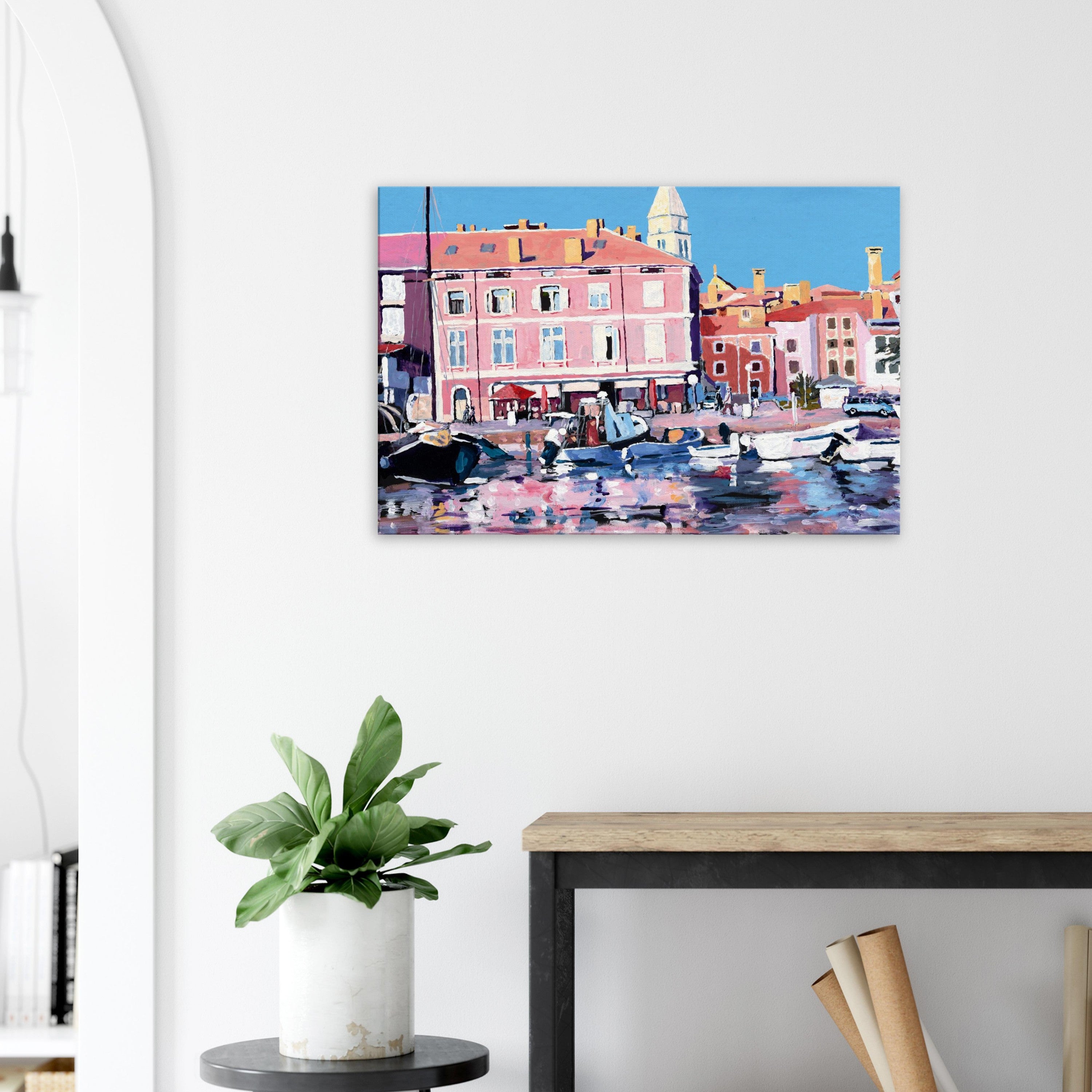 Canvas – City Promenade with Boats