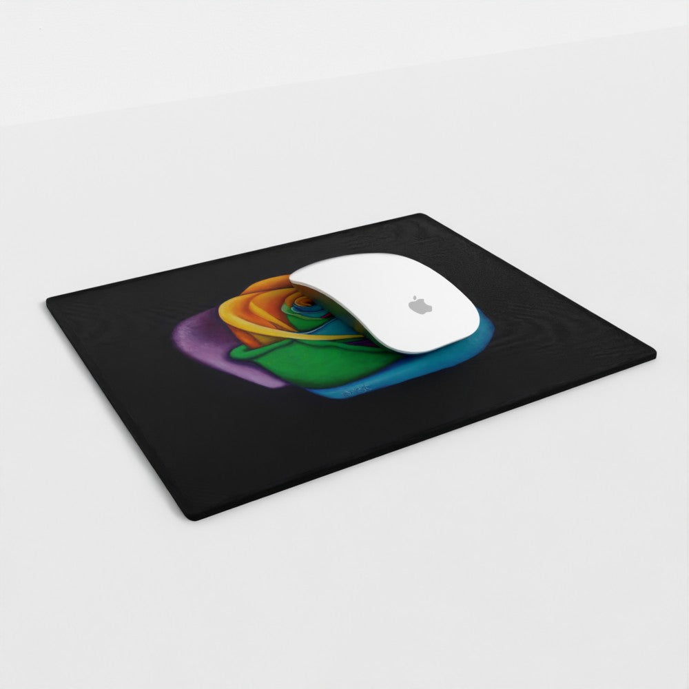 Bundle: Mouse Mat, Coaster, and White Ceramic Mug - Colourful Flower