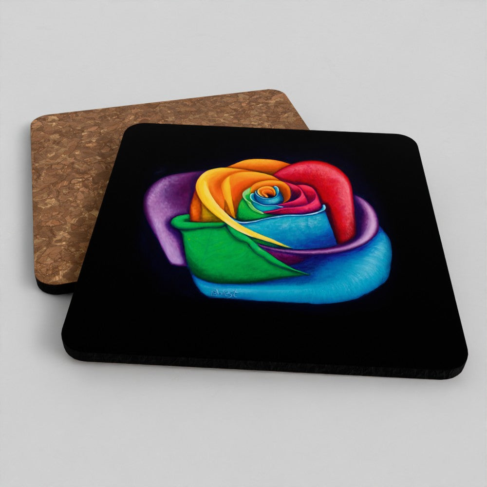 Bundle: Mouse Mat, Coaster, and White Ceramic Mug - Colourful Flower