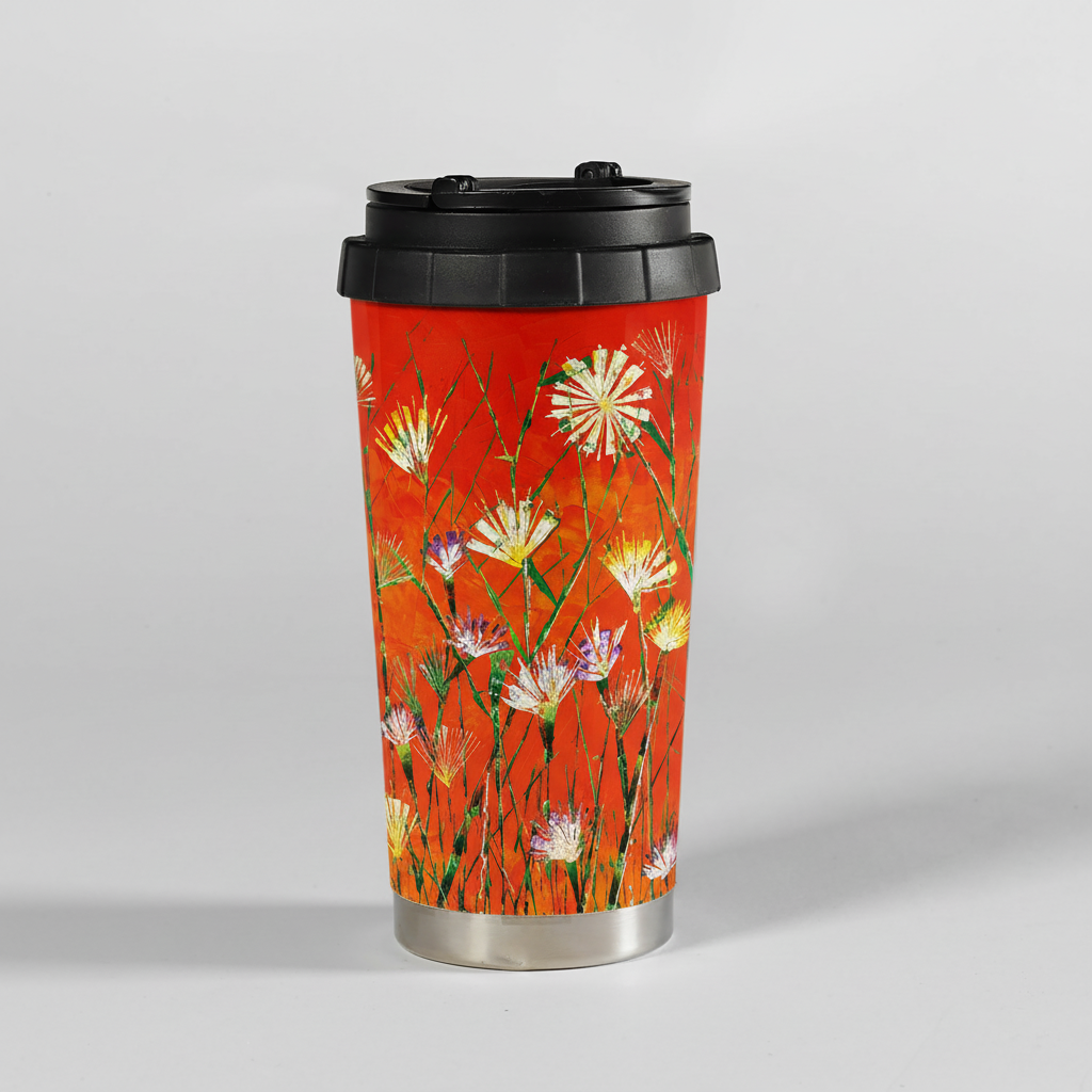 Insulated Travel Mug – Orange Explosion