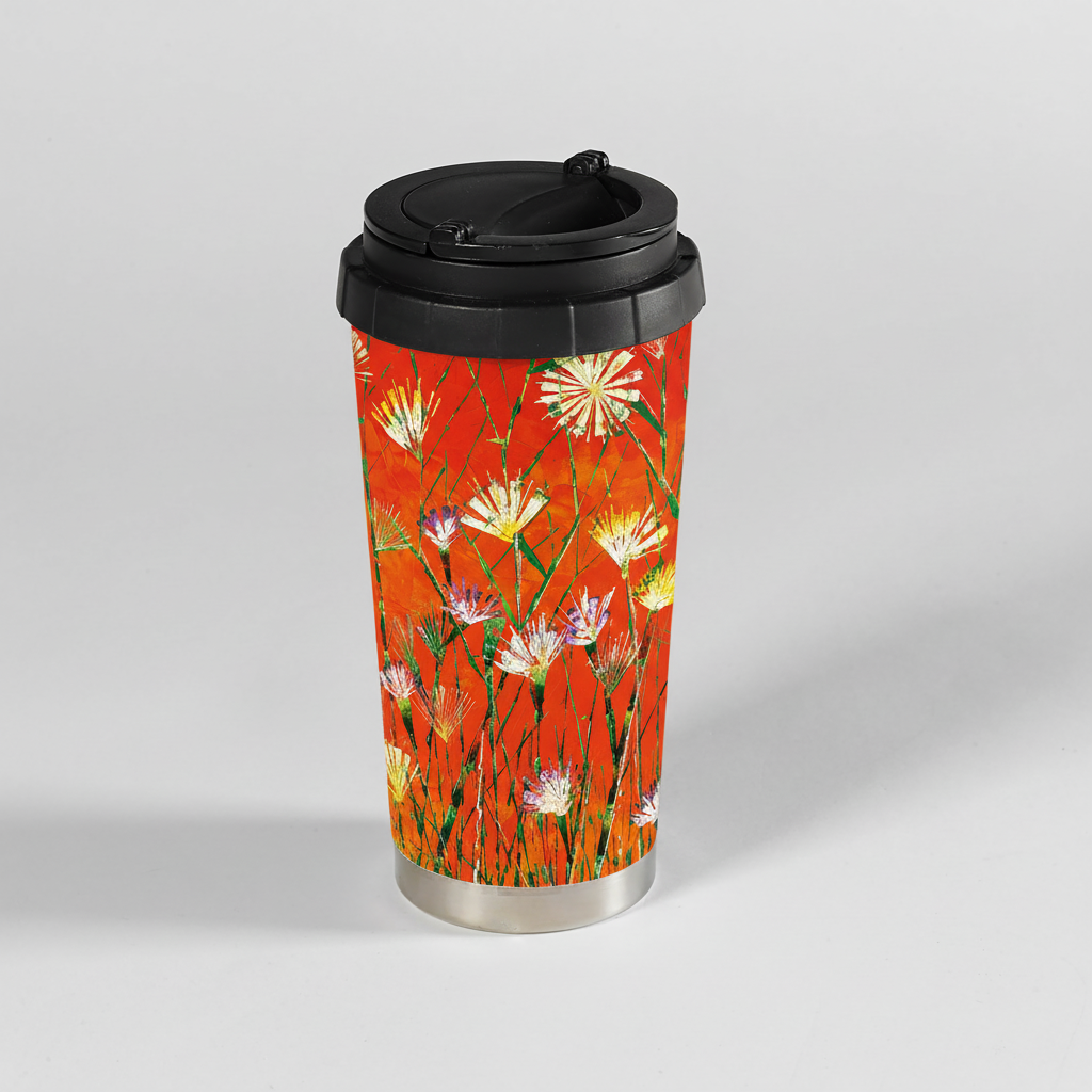 Insulated Travel Mug – Orange Explosion
