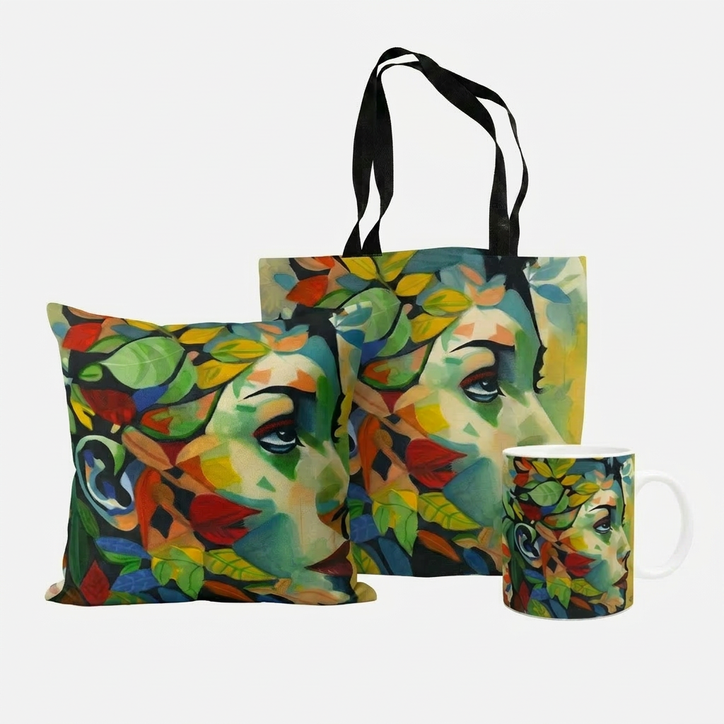 Bundle: Tote Bag, Cushion and Mug – Earth and Humanity