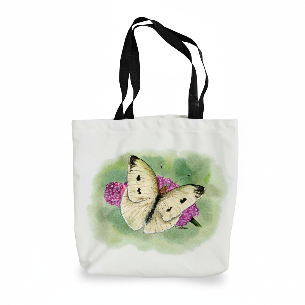 Bundle: Tote Bag, Cushion and Mug – White Moth on a Flower