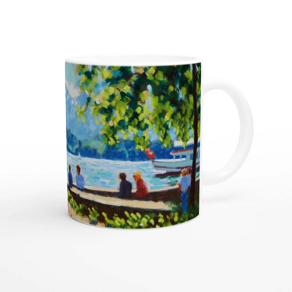 Bundle: Mouse Mat, Coaster, and White Ceramic Mug - Summer, Lake Lucerne