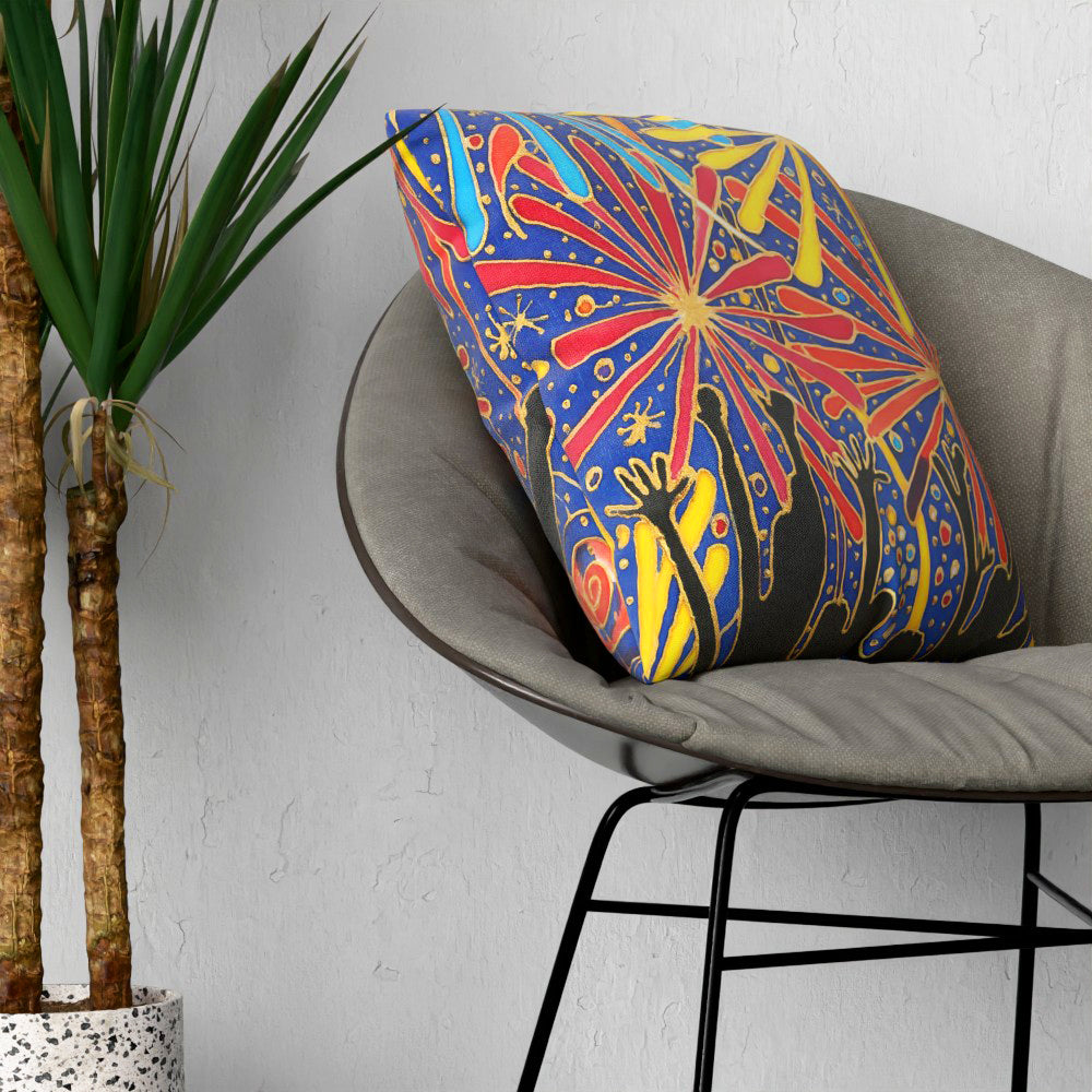 Faux Linen Cushion – Fireworks