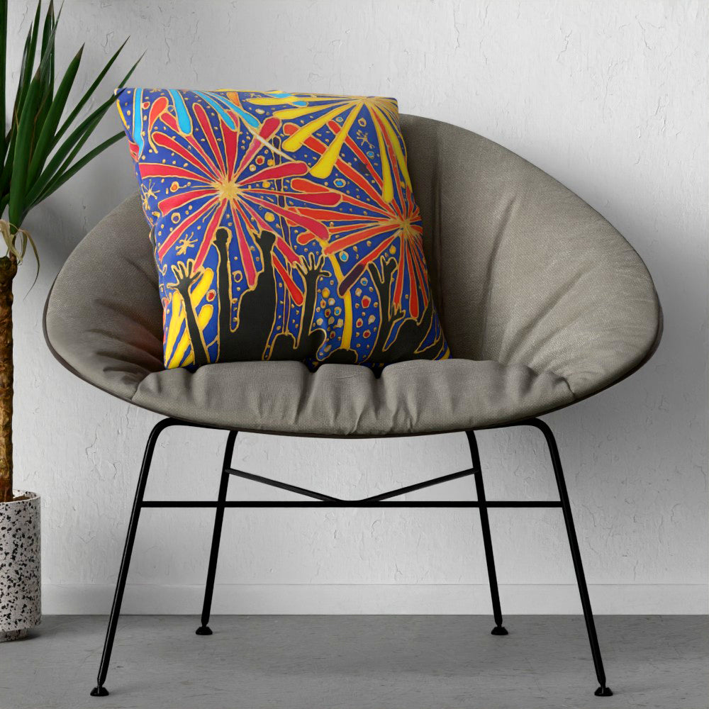 Faux Linen Cushion – Fireworks