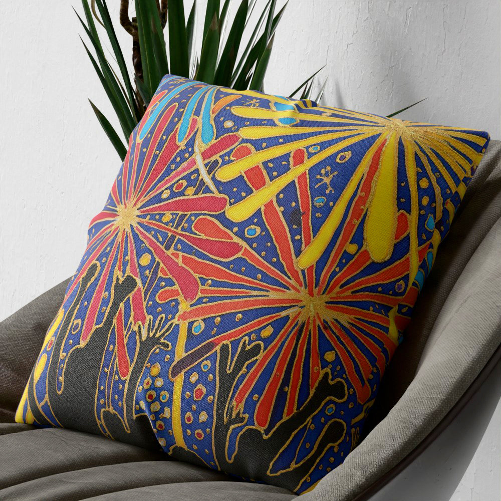 Faux Linen Cushion – Fireworks