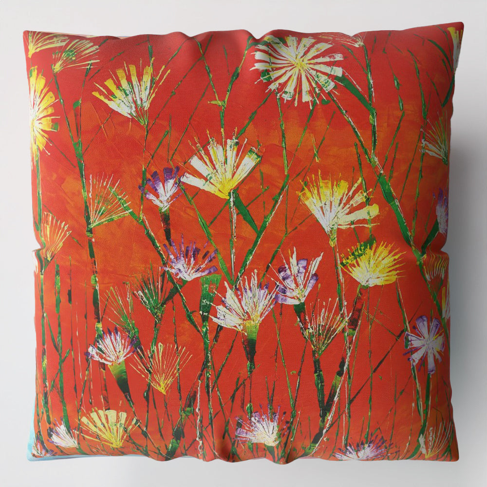 Faux Linen Cushion – Orange Explosion