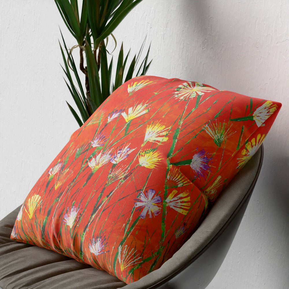 Faux Linen Cushion – Orange Explosion