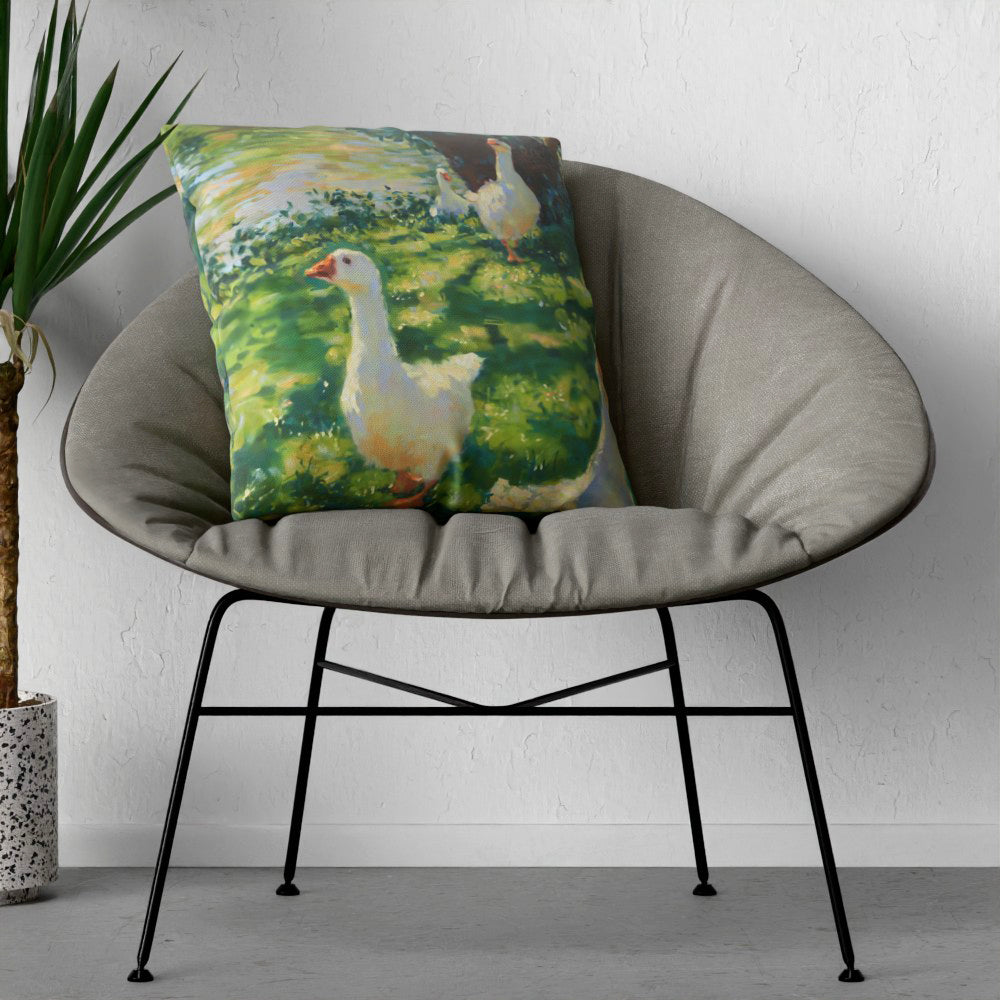 Faux Linen Cushion – Morning Swim